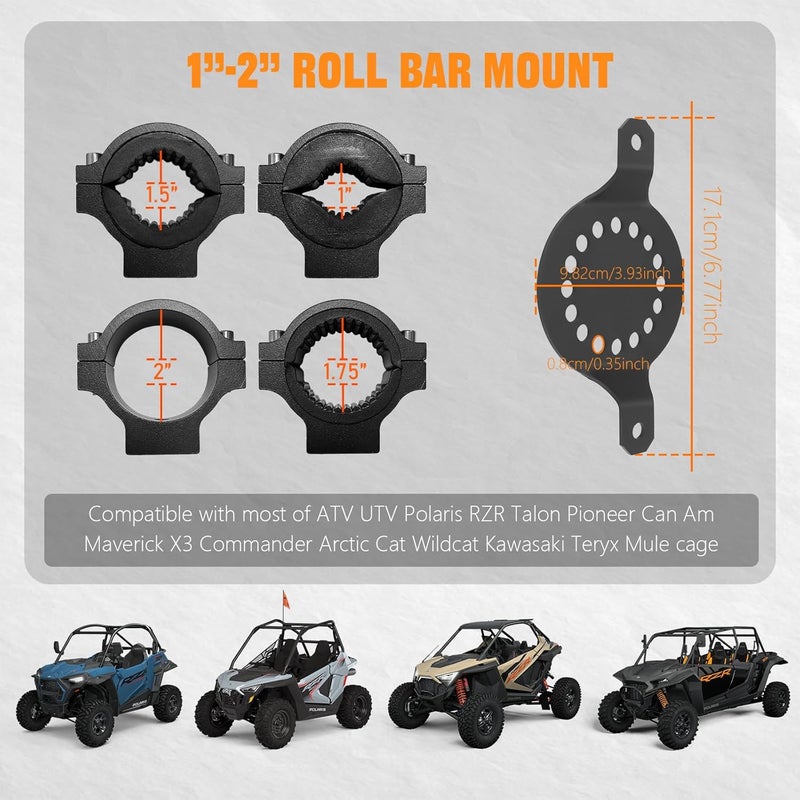 Chelhead UTV ATV Metal Gas Can Mount for 1''-2'' Roll Bar Oil Can Water Tank Gasoline Pack Mount Compatible with Polaris RZR Pioneer Can Am Maverick X3 Commander Yamaha Talon ATV (No Key) - Image 5
